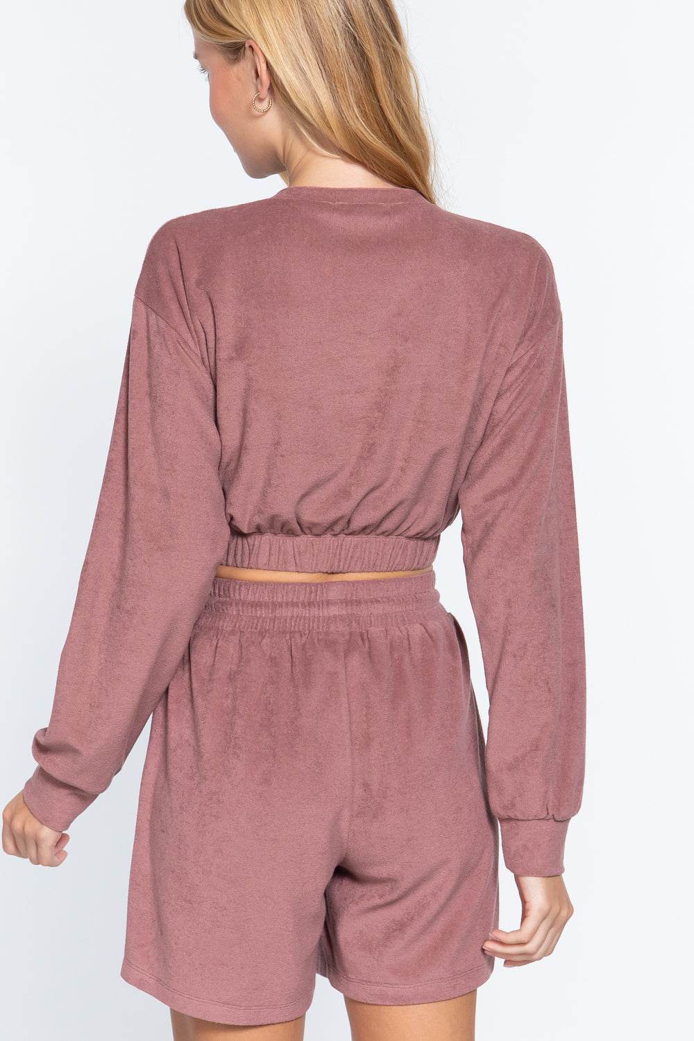 Elasticized Hem Terry Towelling Top - Lola Diva's Boutique