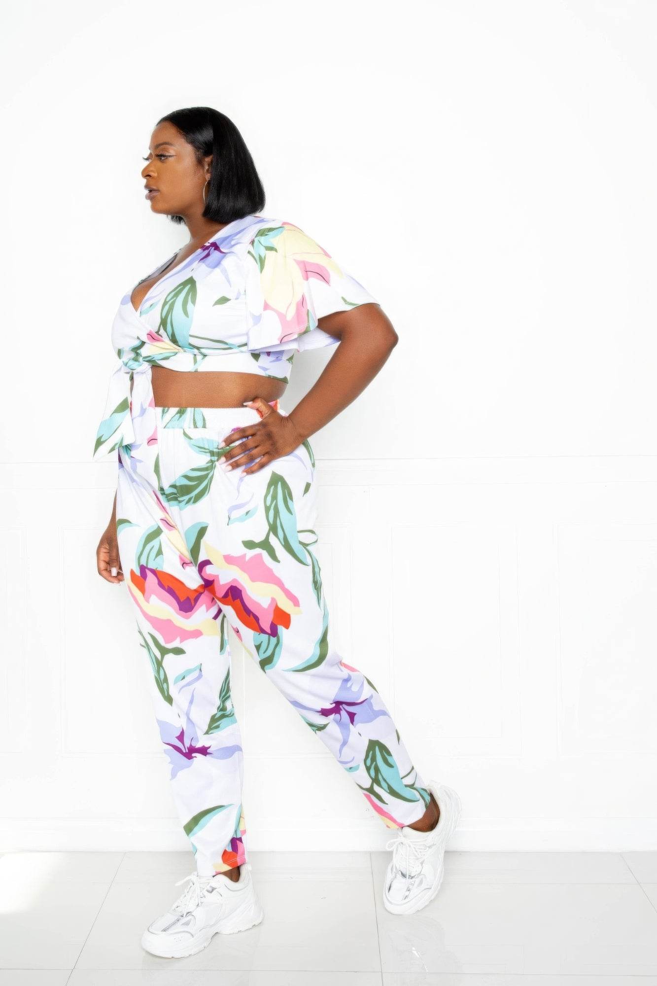 Flower Jogger & Top Set - Lola Diva's Boutique