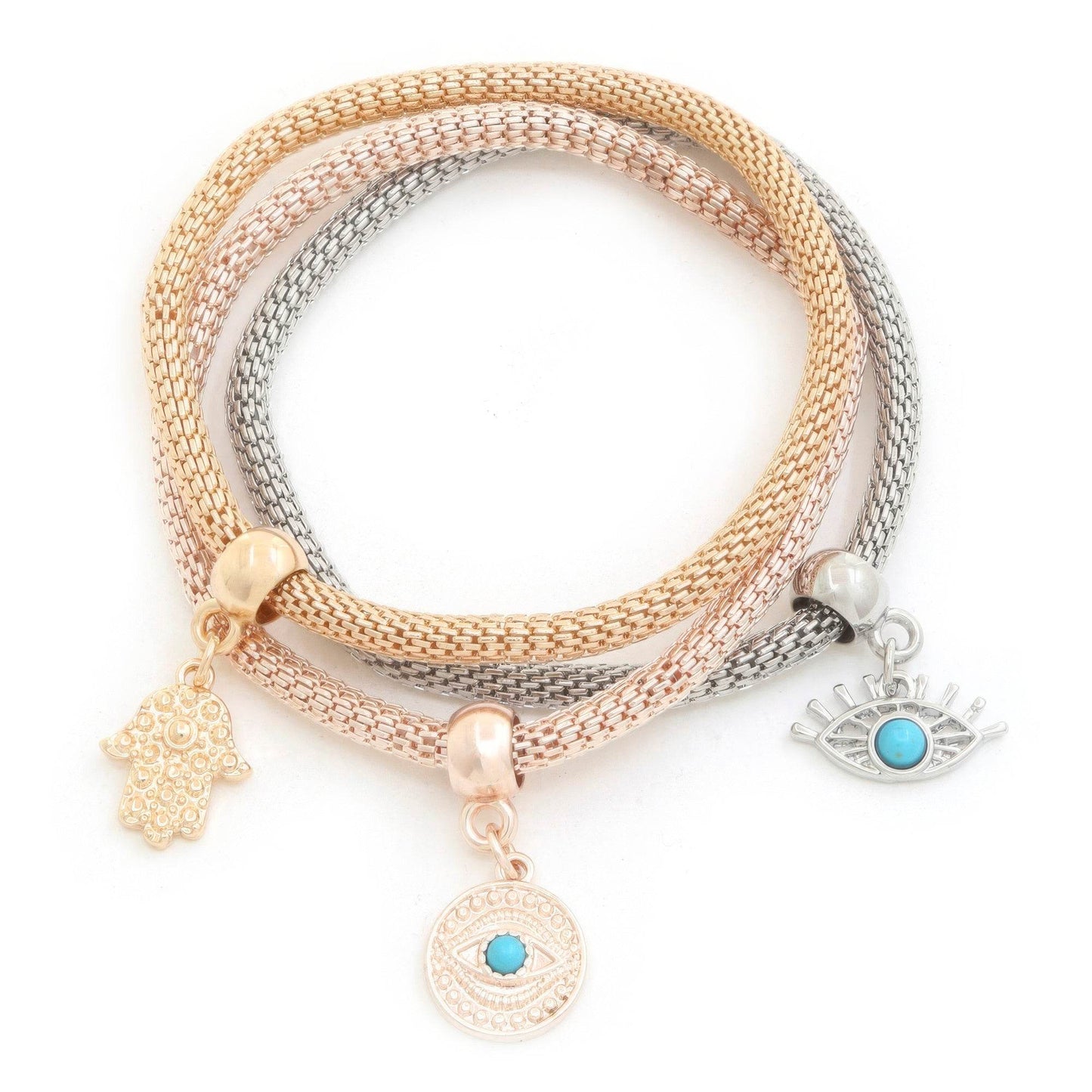 Evil Eye Hamsa Hand Charm Bracelet Set - Lola Diva's Boutique