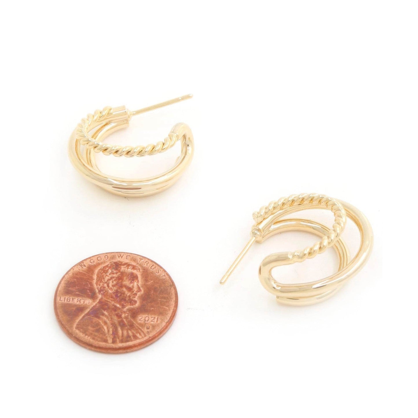 Double Hoop Rope Gold Dipped Earring - Lola Diva's Boutique