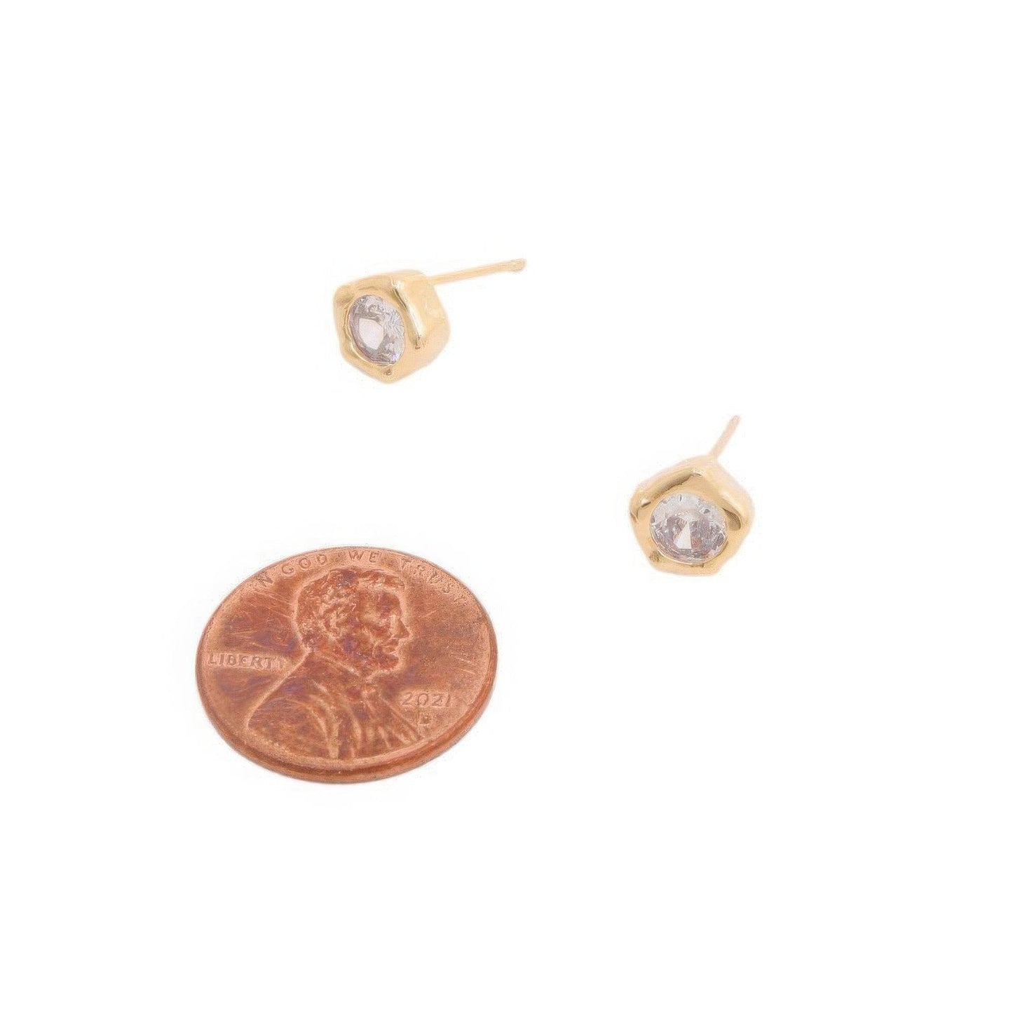 14k Gold Dipped Cz Stone Stud Earring - Lola Diva's Boutique