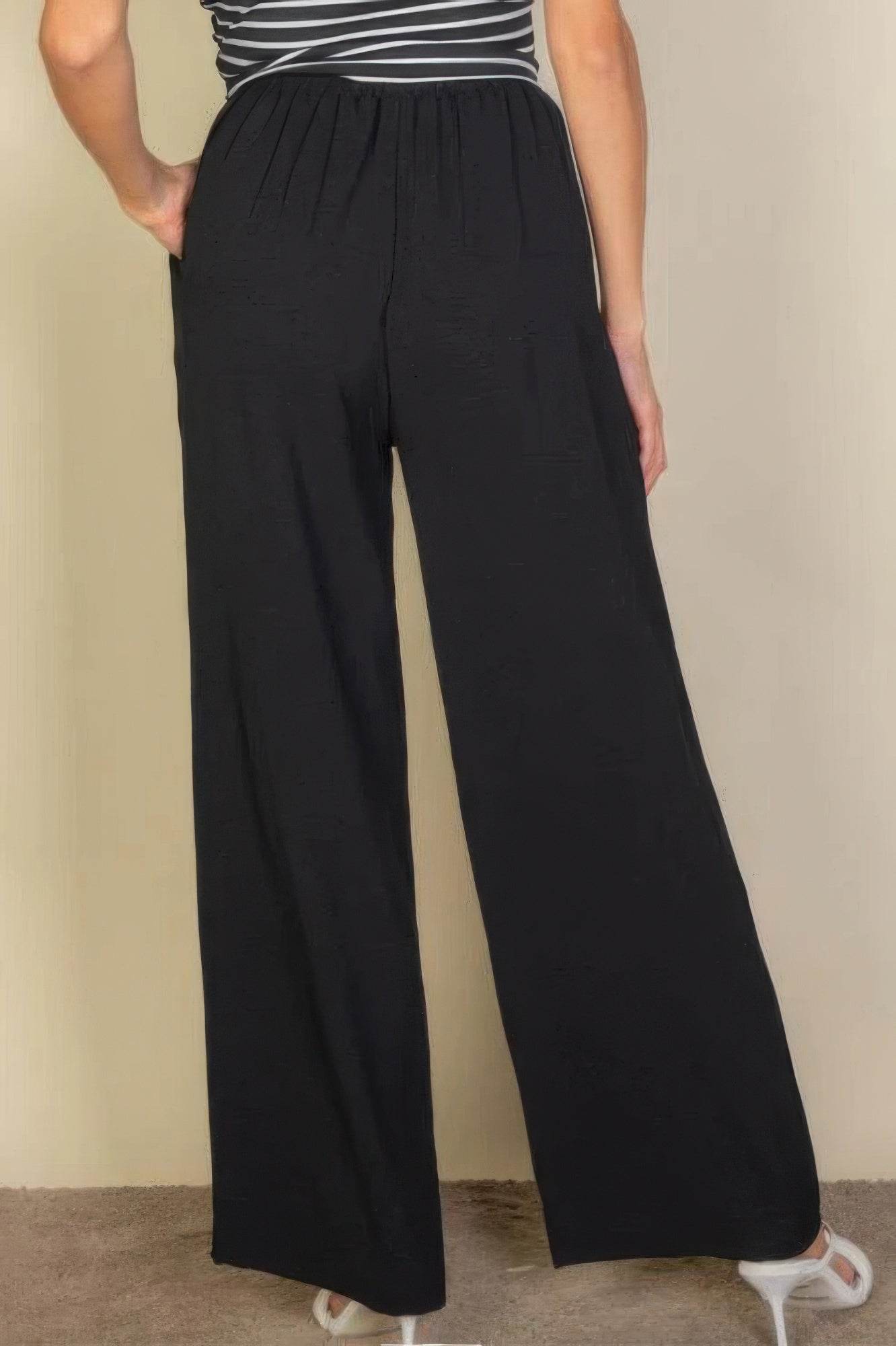 Drawstring Waist Wide Leg Minimalist Pants - Lola Diva's Boutique