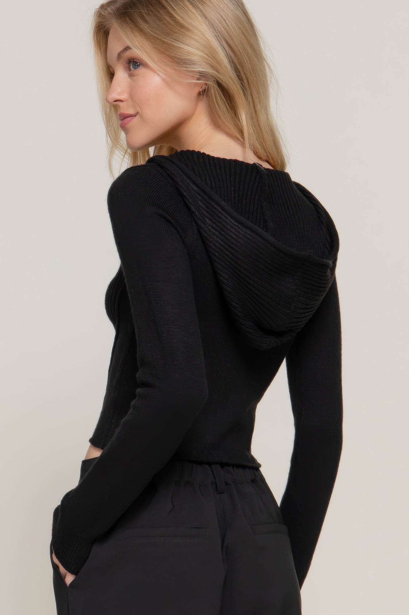 2-way zip closure sweater hoodie cardigan - Lola Diva's Boutique