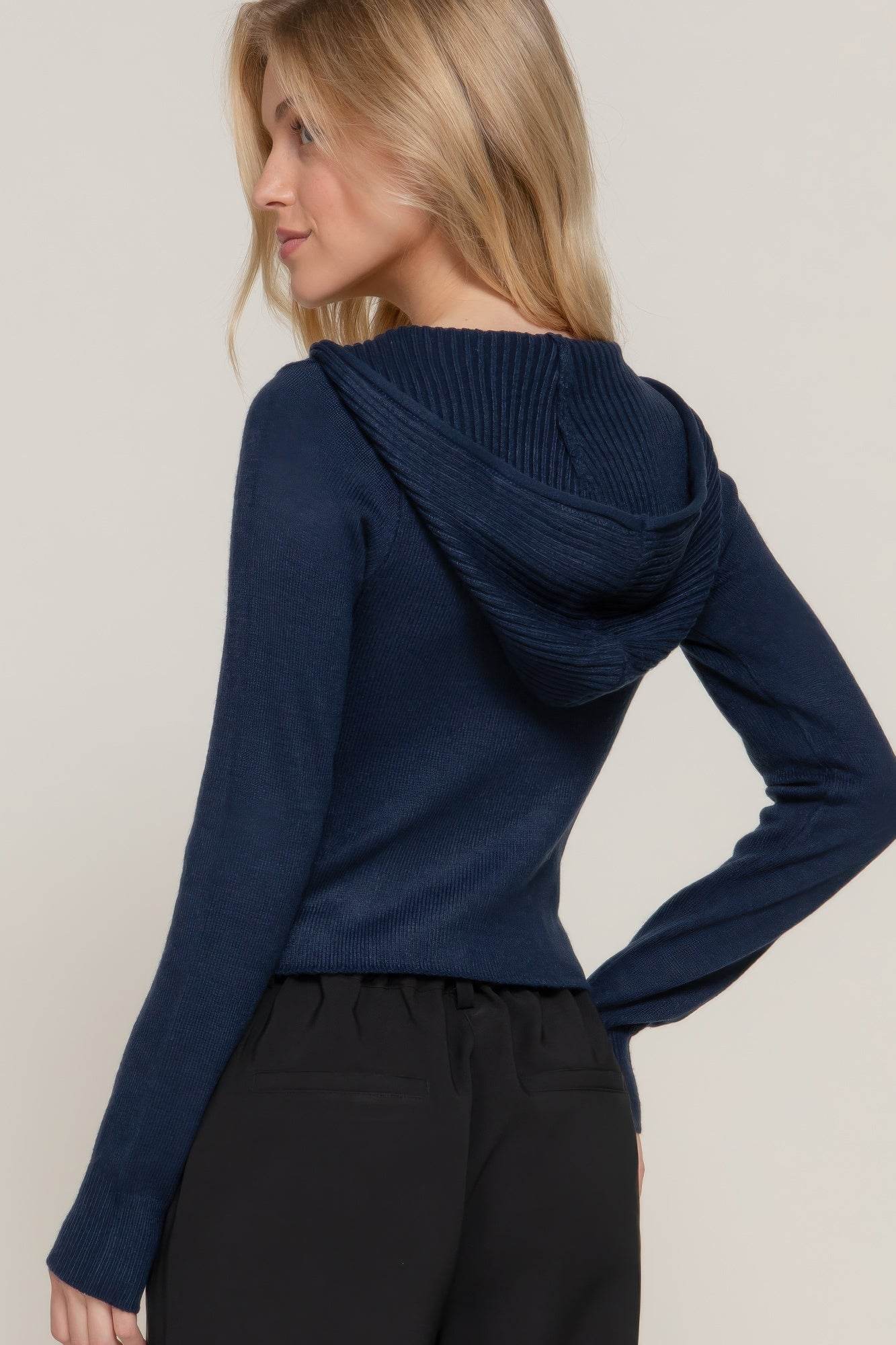 2-way zip closure sweater hoodie cardigan - Lola Diva's Boutique