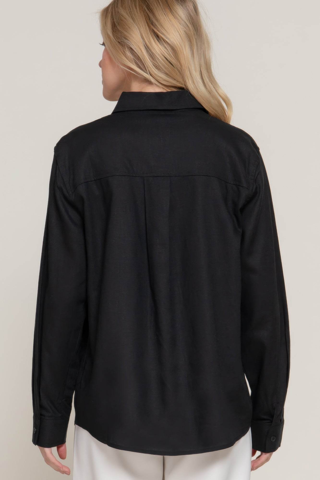 Long Sleeve Linen Blend Shirt - Lola Diva's Boutique