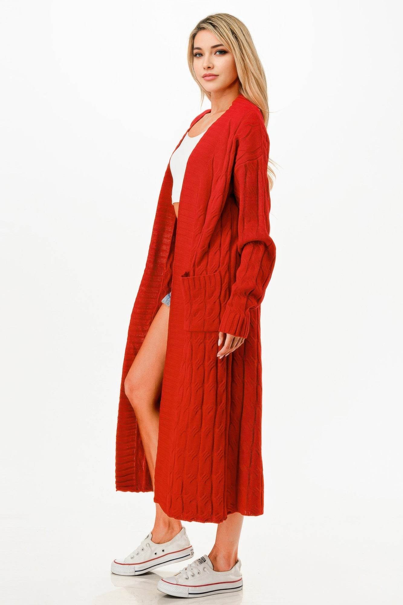 Cable Sweater Long Cardigan - Lola Diva's Boutique