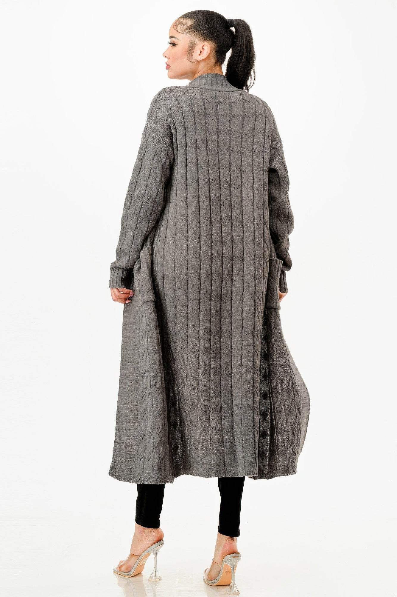 Cable Sweater Long Cardigan - Lola Diva's Boutique