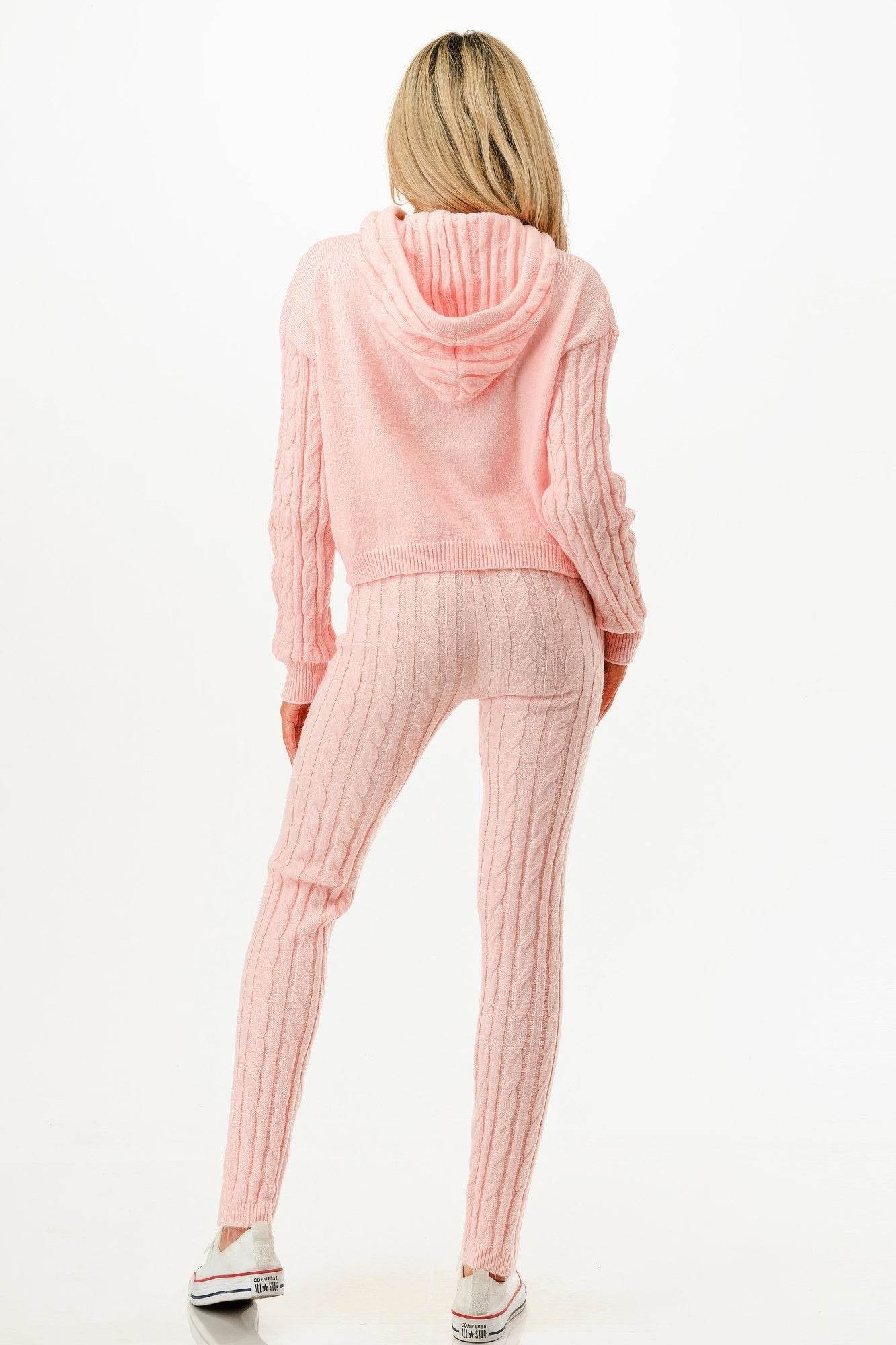 Cable Hoodie Sweater 2pcs Set - Lola Diva's Boutique