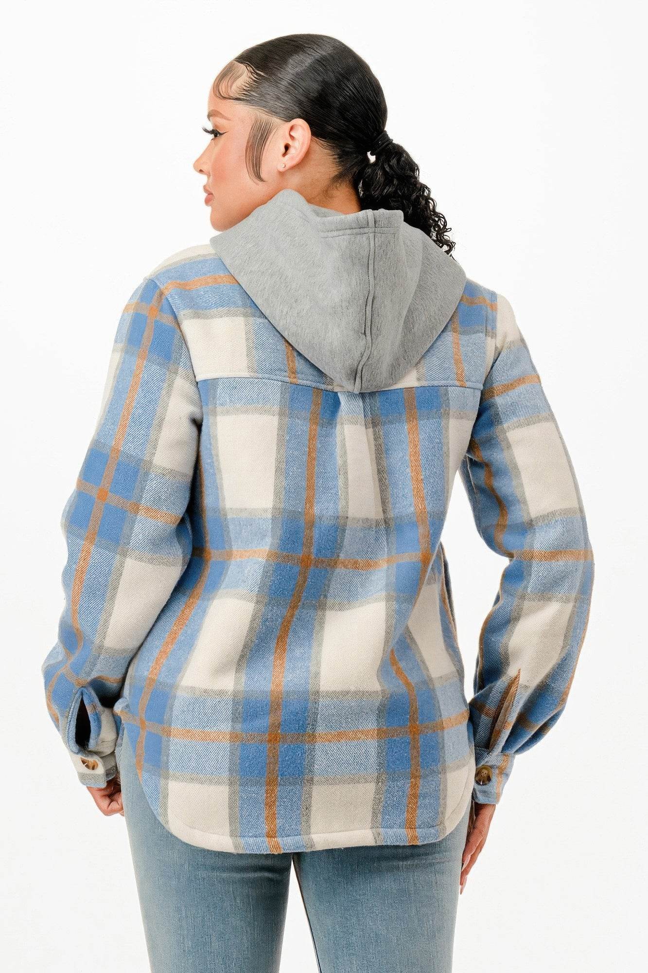Hooded Plaid Jacket - Lola Diva's Boutique