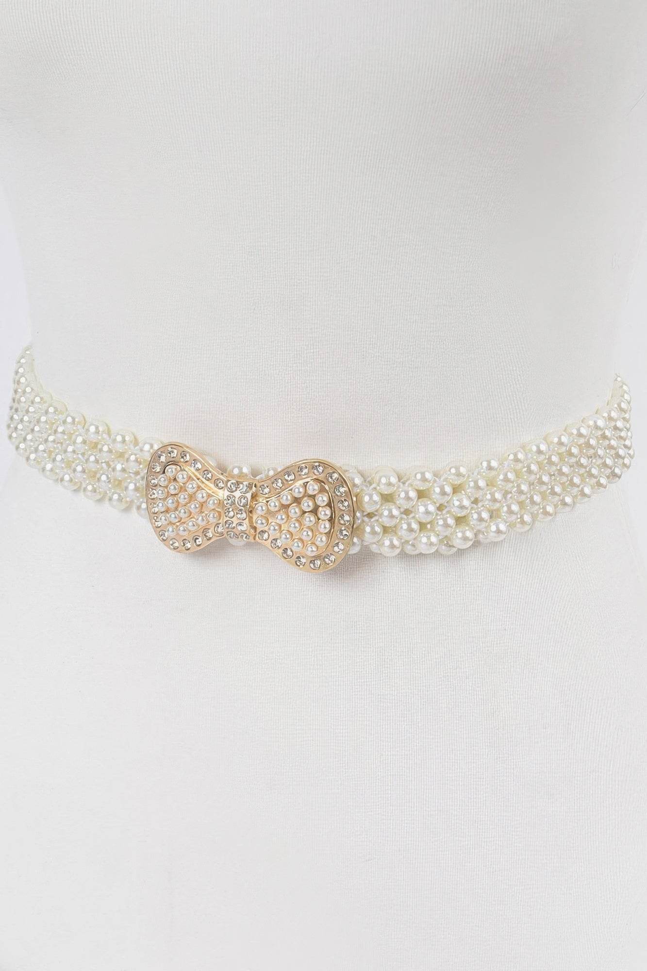 Elastic Pearl Waist Belt W/ribbon Buckle - Lola Diva's Boutique