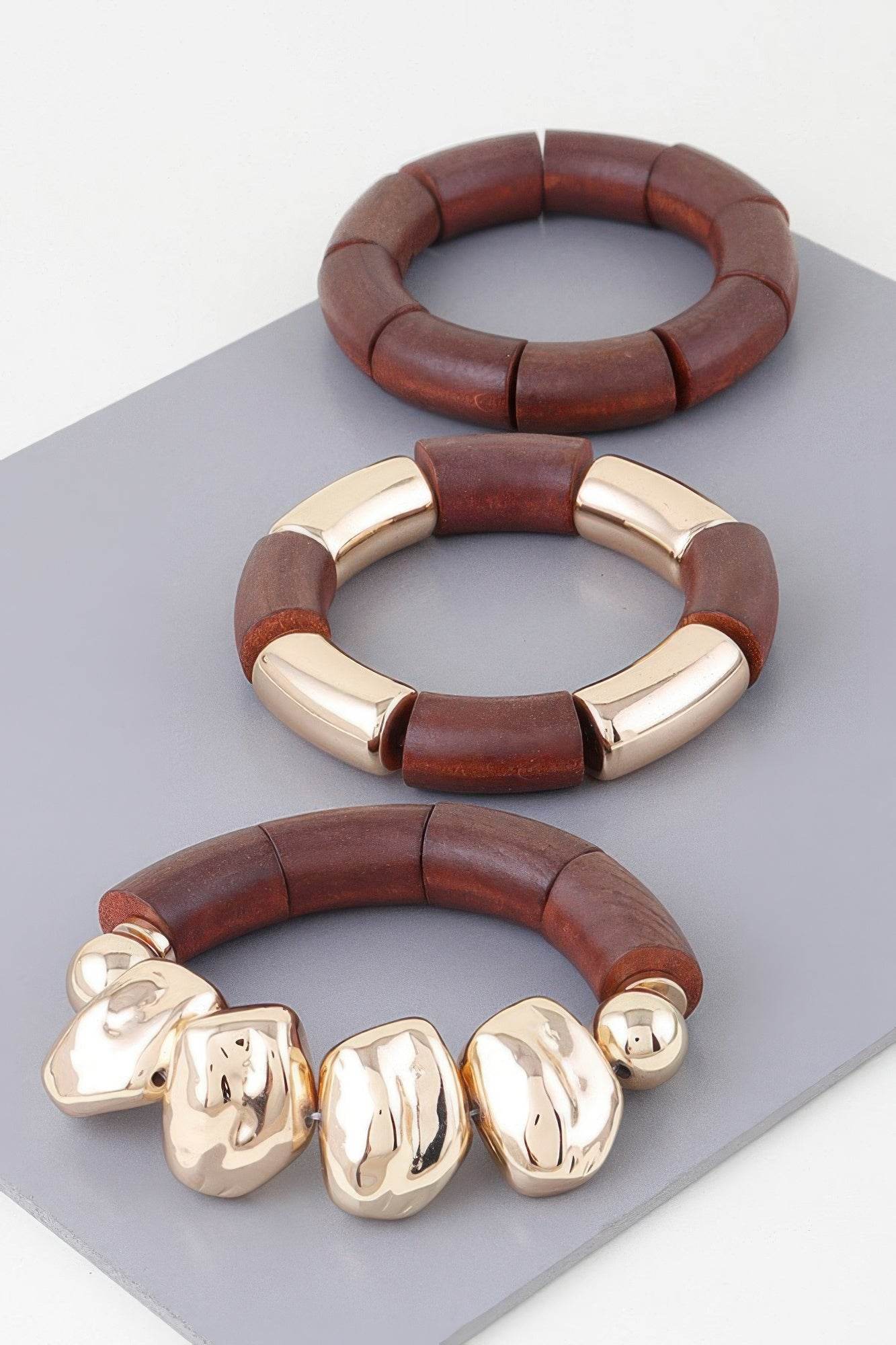 Multi Stone Wood Bracelet - Lola Diva's Boutique