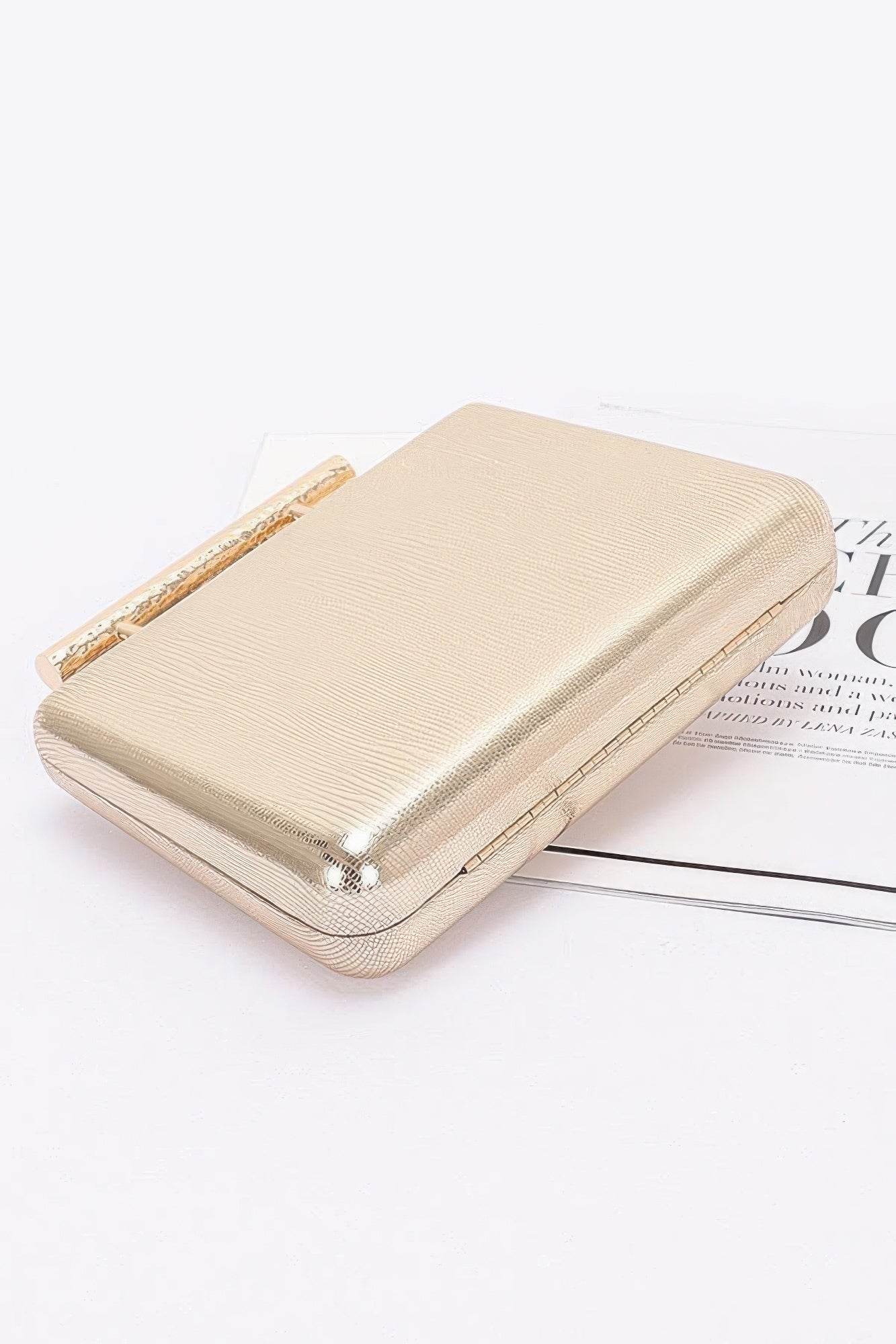 Metal Handle Top Case Clutch - Lola Diva's Boutique