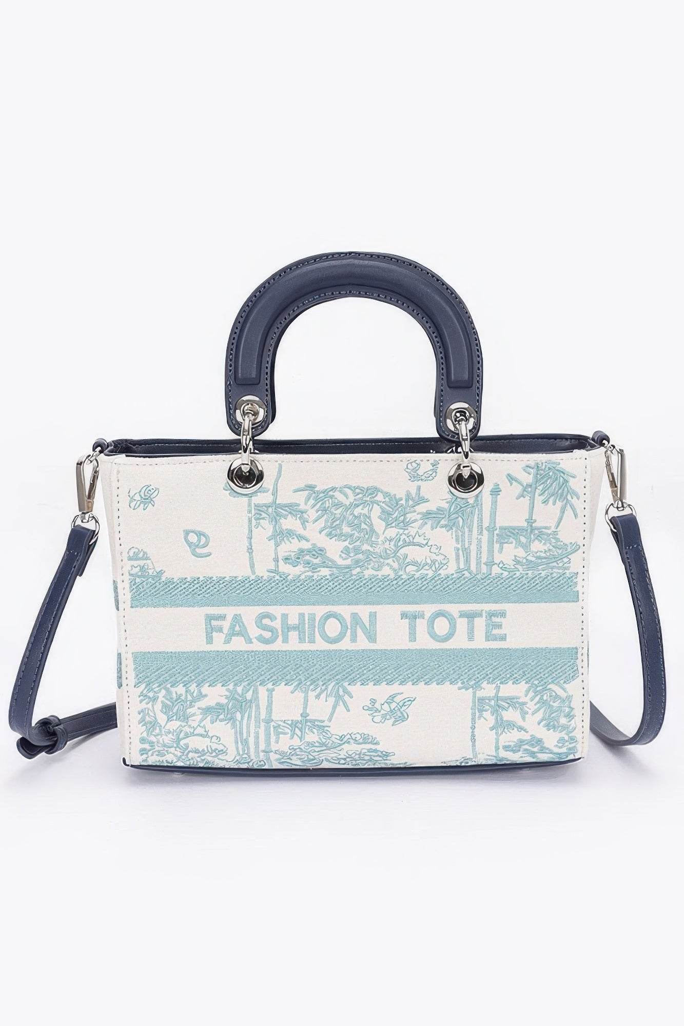 Embroidery Faux Leather Tote Bag - Lola Diva's Boutique