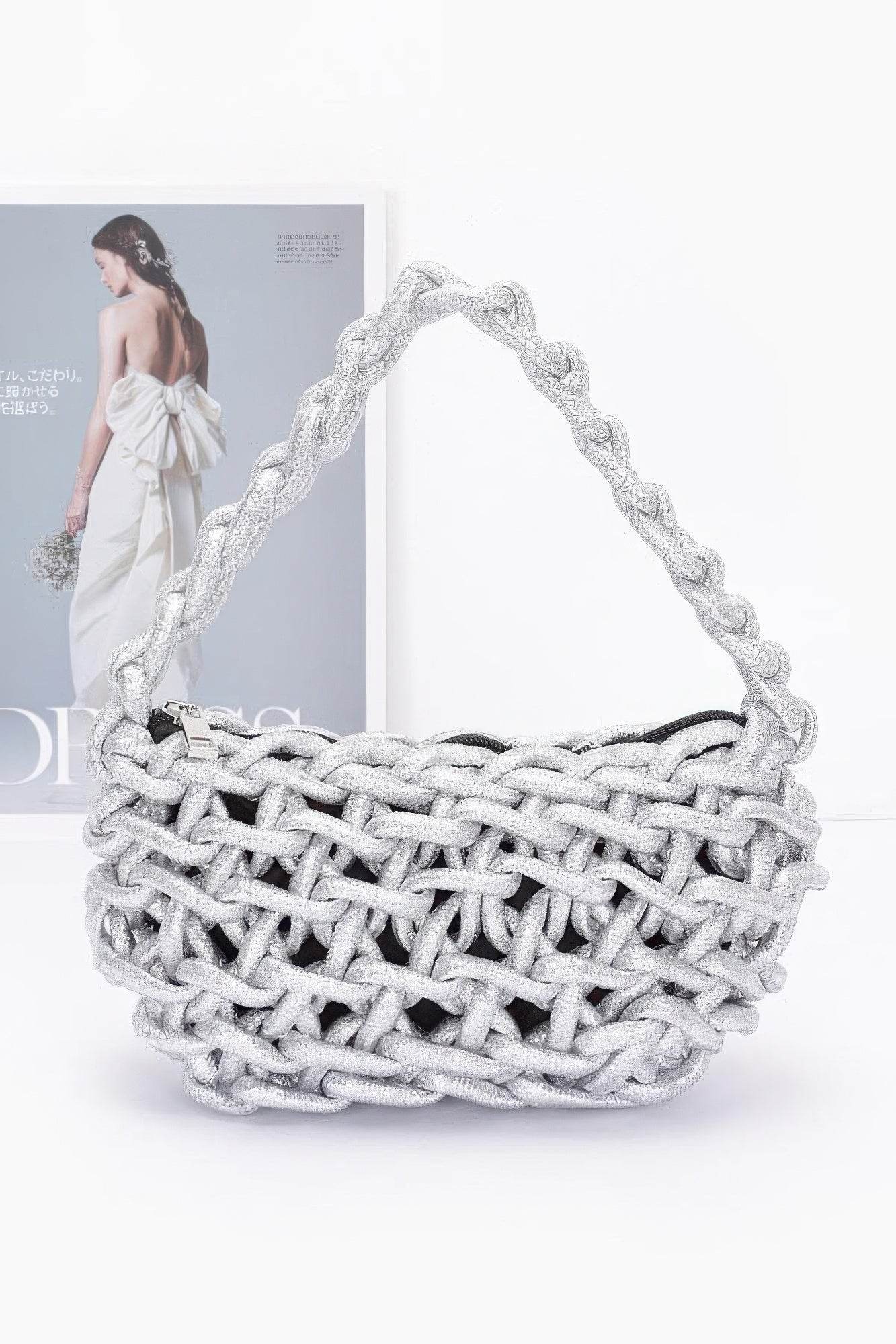 Metallic String Handmade Tote Bag - Lola Diva's Boutique