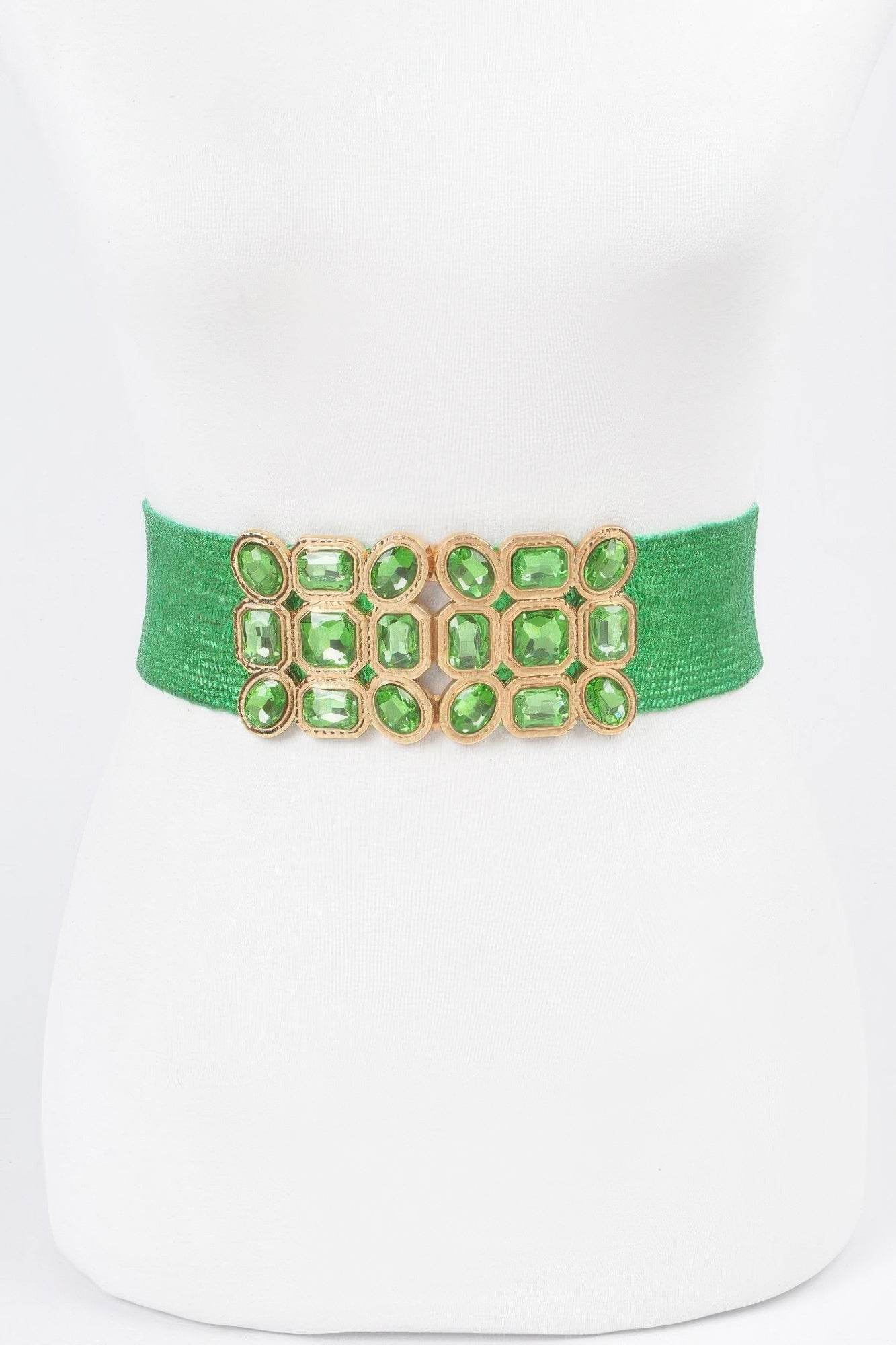 Multi Stone Metallic Straw Stretch Belt - Lola Diva's Boutique