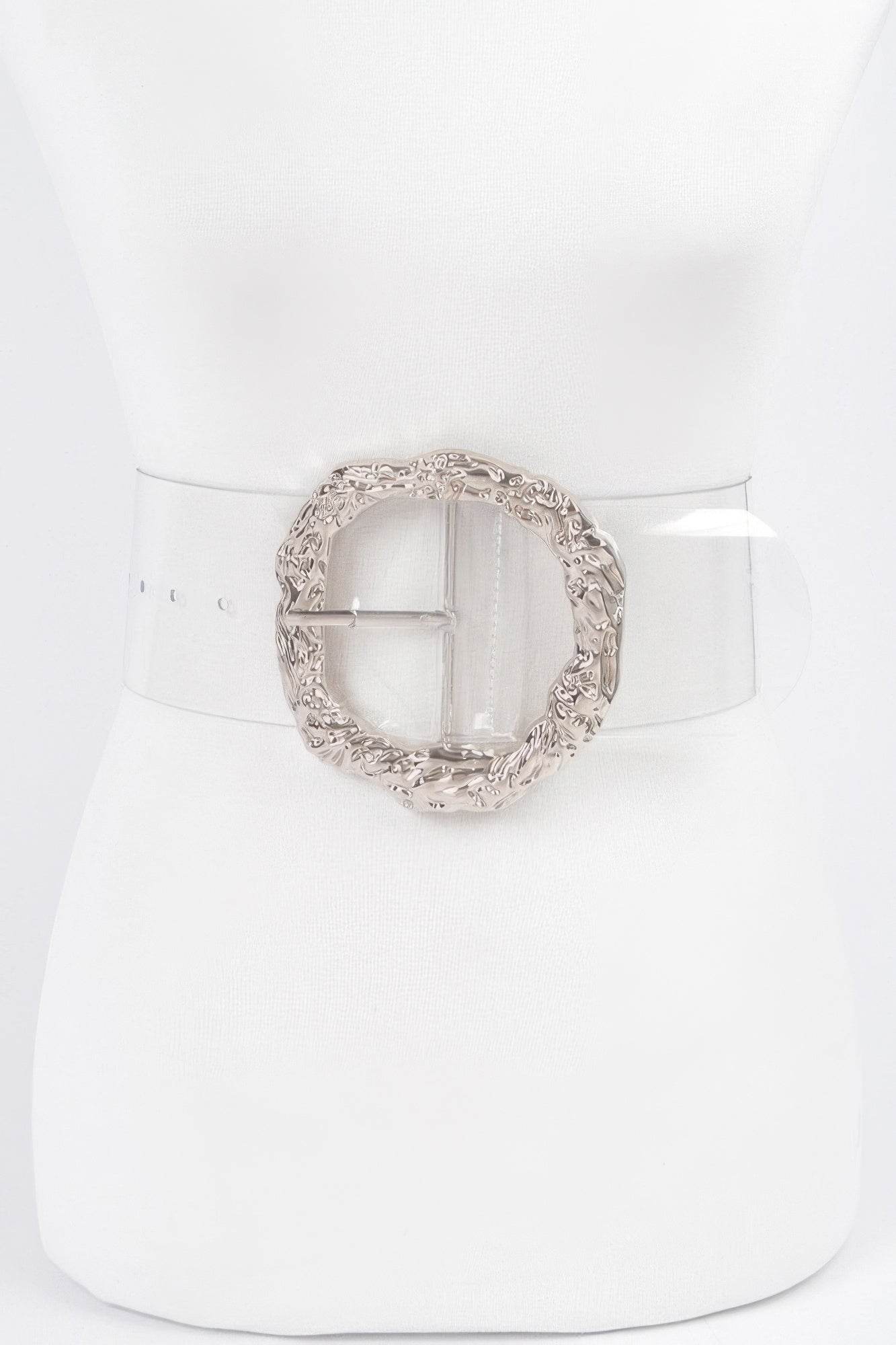 Big Vintage Round Metal Buckle Clear Belt - Lola Diva's Boutique