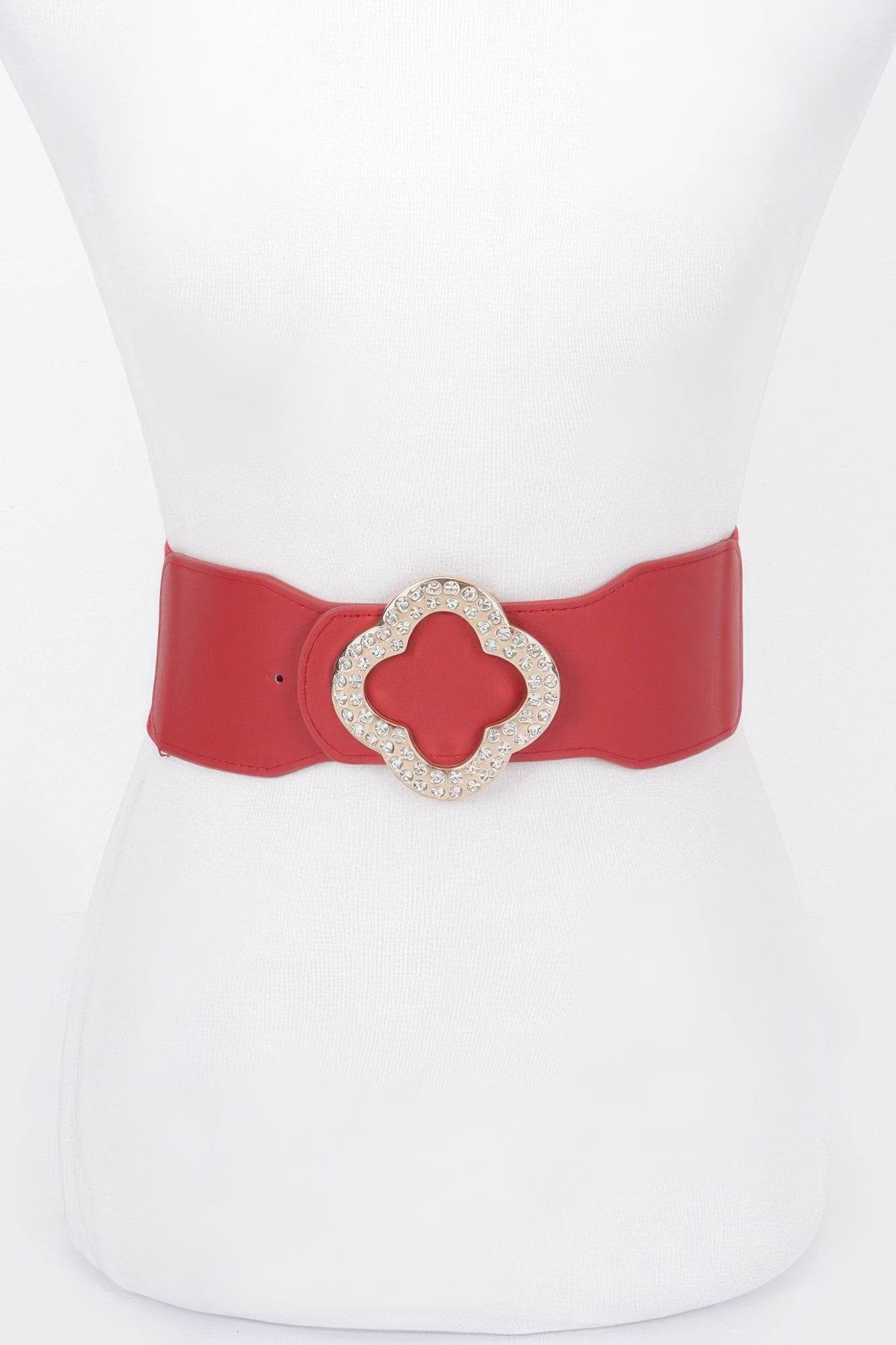 Faux Leather Metal Metal Buckle Stretch Belt - Lola Diva's Boutique