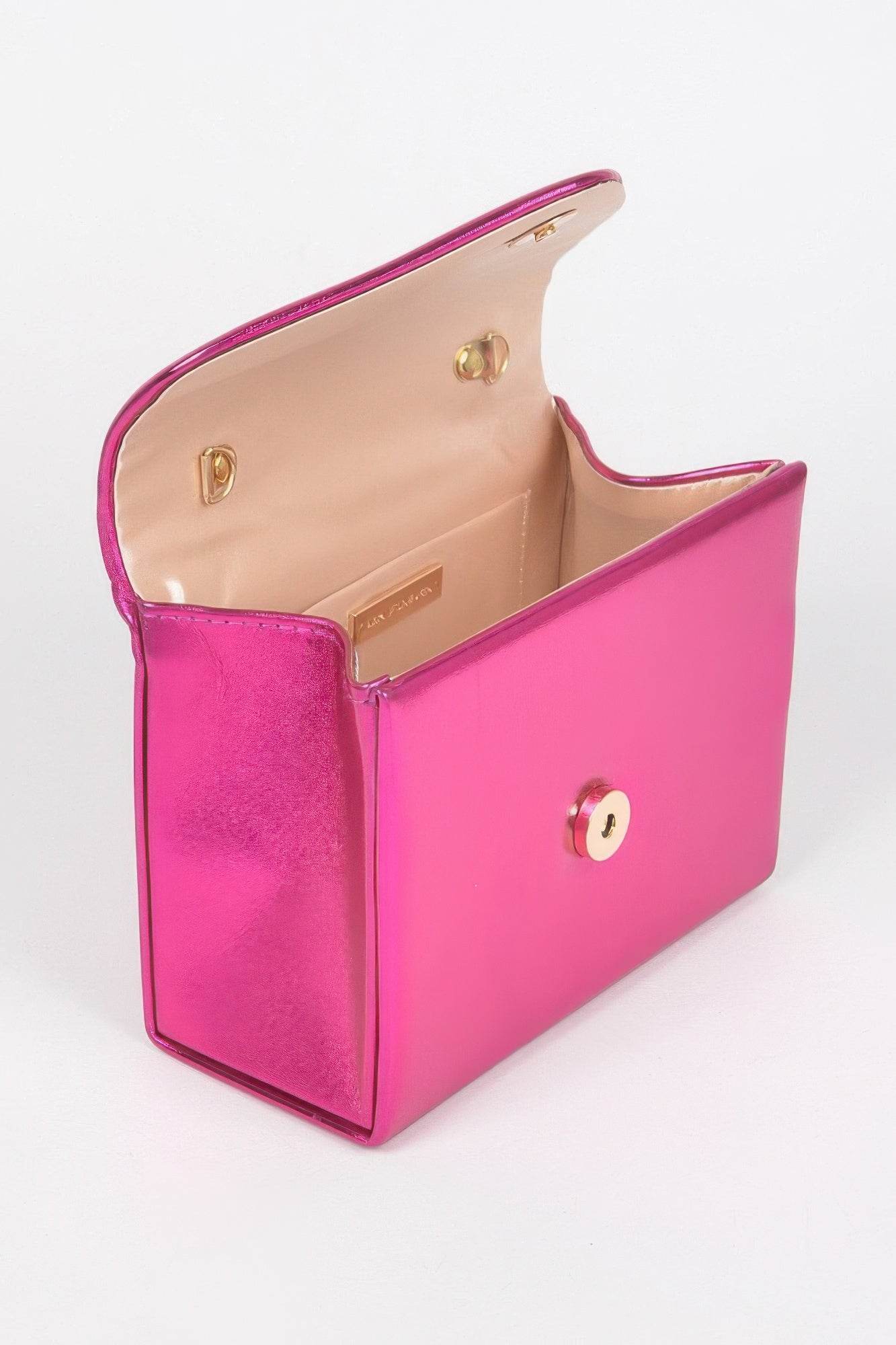 Metallic Metal Handle Crossbody Bag - Lola Diva's Boutique