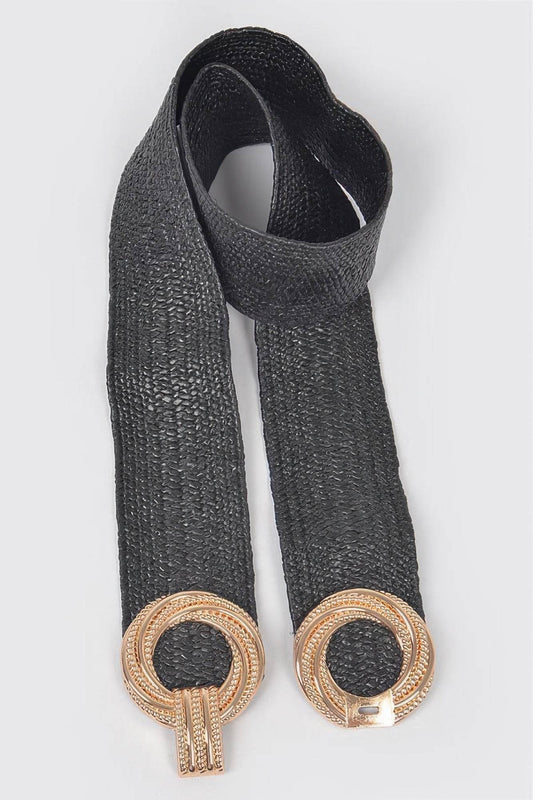 Metal Oo Buckle Plus Size Stretch Straw Belt - Lola Diva's Boutique