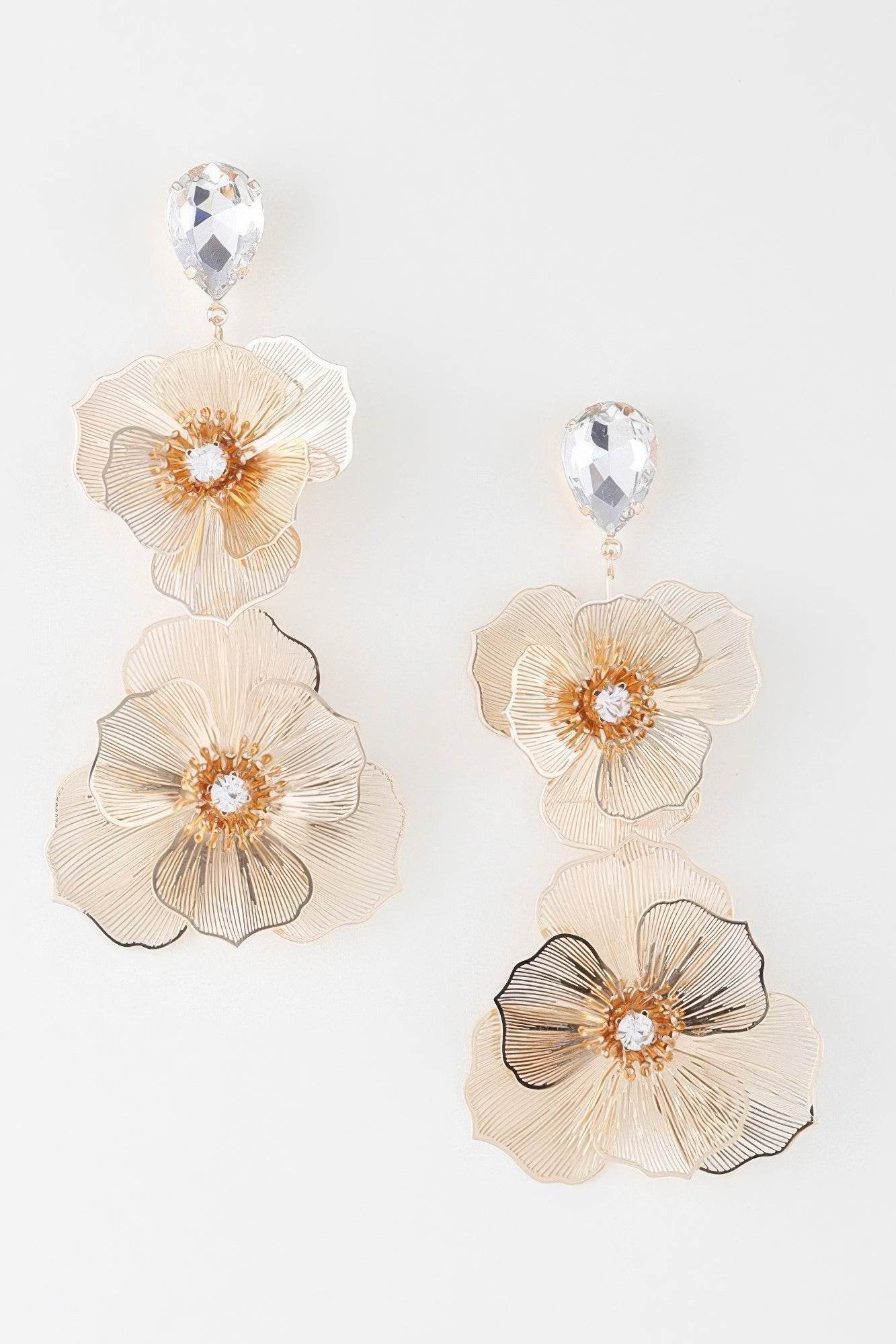 Jewel Flower Teardrop Earrings - Lola Diva's Boutique
