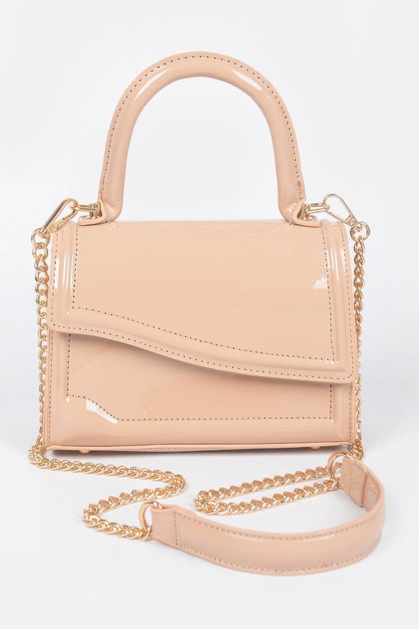 Enamel Faux Leather Top Handle Bag - Lola Diva's Boutique