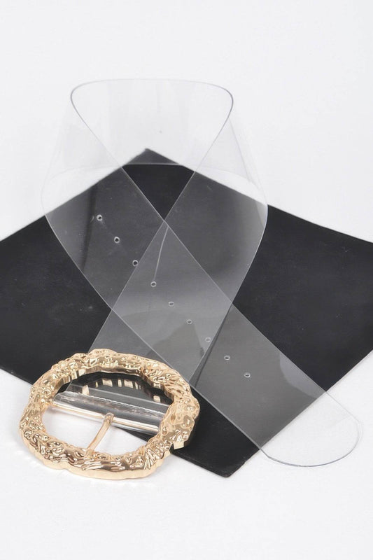 Big Vintage Round Metal Buckle Clear Belt - Lola Diva's Boutique